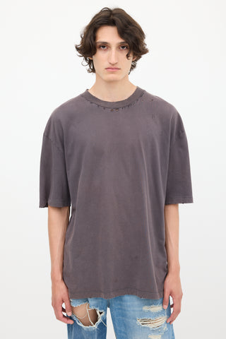 Maison Margiela Dark Grey Cotton Distressed T-Shirt