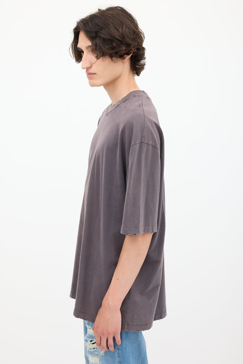 Maison Margiela Dark Grey Cotton Distressed T-Shirt