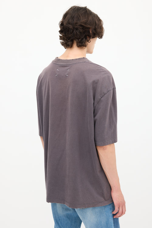 Maison Margiela Dark Grey Cotton Distressed T-Shirt