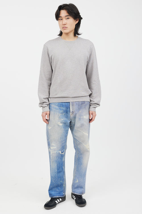 Maison Margiela Grey Cotton Elbow Patch Sweater