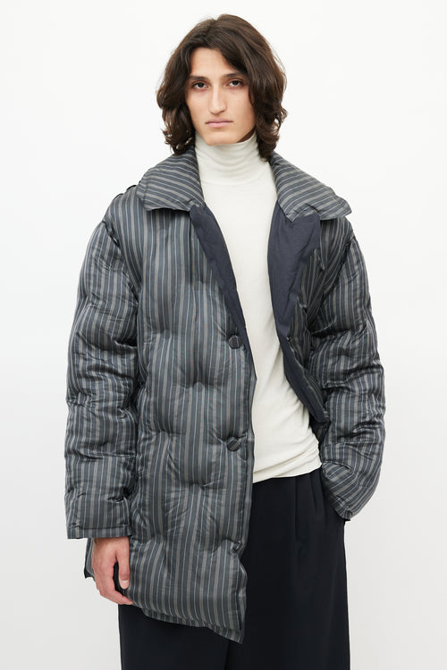 Maison Margiela Grey 
Navy Striped Quilted Puffer