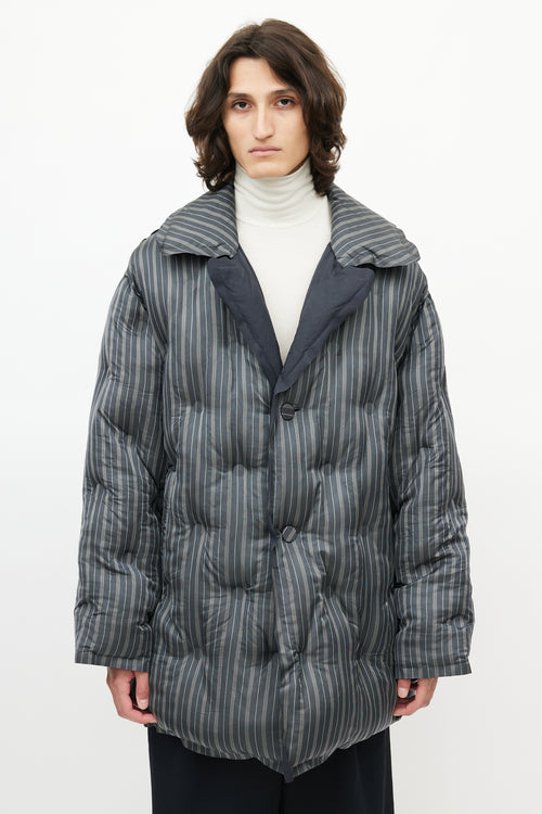 Maison Margiela Grey 
Navy Striped Quilted Puffer