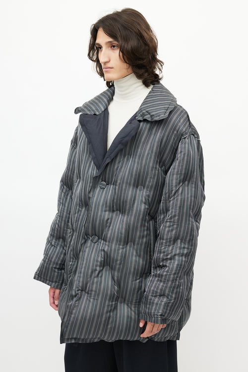 Maison Margiela Grey 
Navy Striped Quilted Puffer