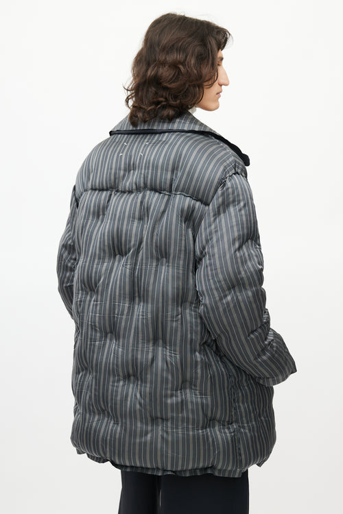 Maison Margiela Grey 
Navy Striped Quilted Puffer