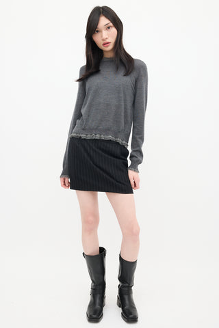 Maison Margiela Grey Wool Knit Raw Hem Sweater