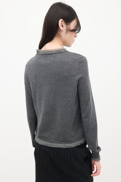 Maison Margiela Grey Wool Knit Raw Hem Sweater