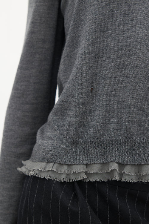 Maison Margiela Grey Wool Knit Raw Hem Sweater