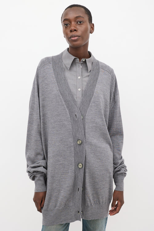 Maison Margiela Grey Wool Oversized Cardigan