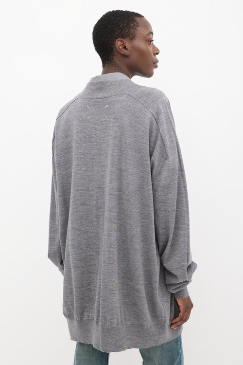 Maison Margiela Grey Wool Oversized Cardigan