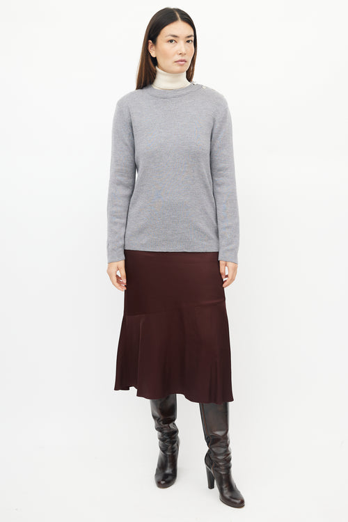 Maison Margiela Grey Wool Shoulder Button Knit Sweater