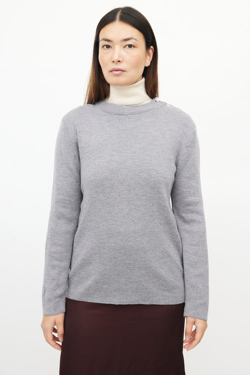 Maison Margiela Grey Wool Shoulder Button Knit Sweater