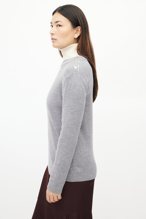 Maison Margiela Grey Wool Shoulder Button Knit Sweater