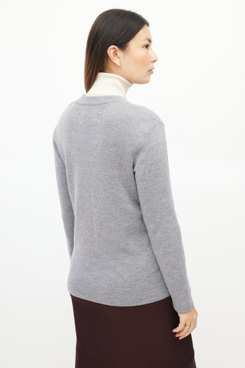 Maison Margiela Grey Wool Shoulder Button Knit Sweater