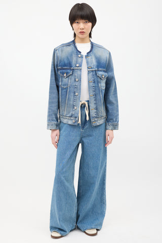 Maison Margiela Medium Wash Denim Raw Collar Jacket