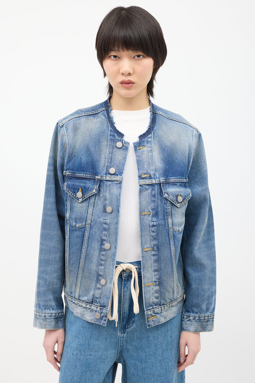 Maison Margiela Medium Wash Denim Raw Collar Jacket