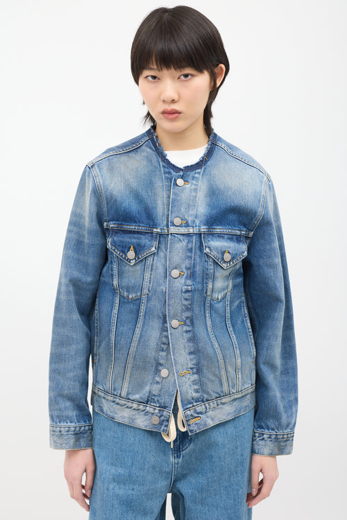 Maison Margiela Medium Wash Denim Raw Collar Jacket