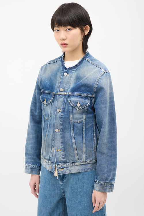 Maison Margiela Medium Wash Denim Raw Collar Jacket