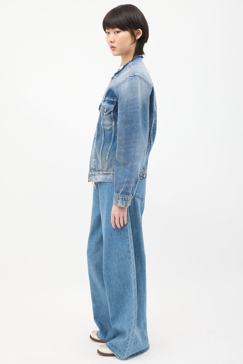 Maison Margiela Medium Wash Denim Raw Collar Jacket