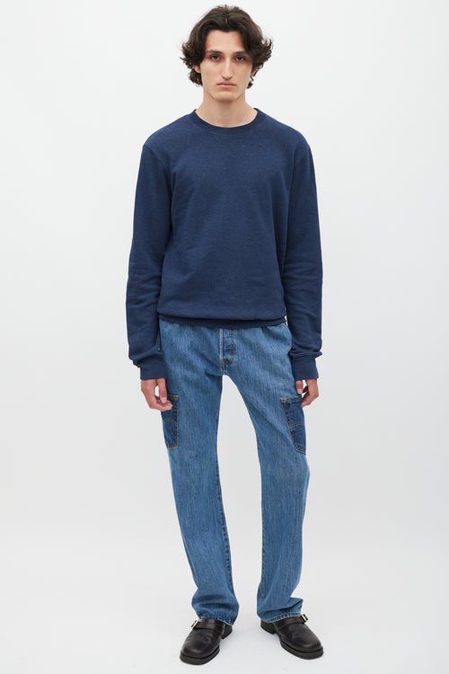 Maison Margiela Navy 
Brown Elbow Patch Sweatshirt