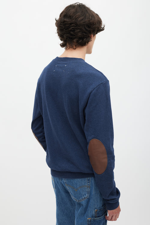 Maison Margiela Navy 
Brown Elbow Patch Sweatshirt