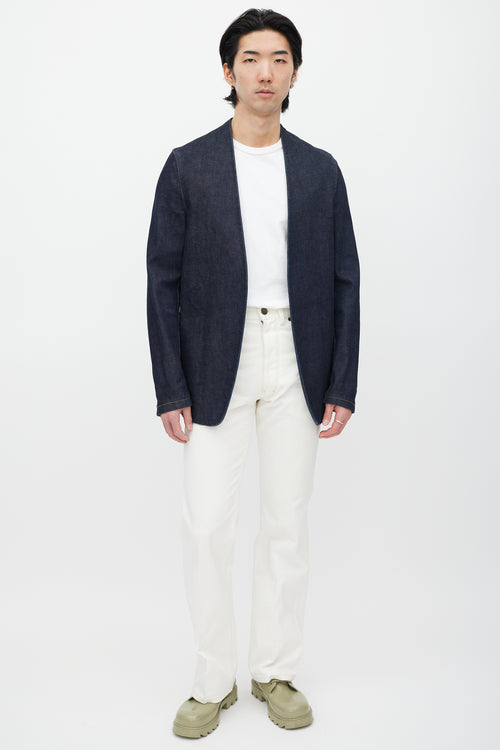 Maison Margiela Navy Denim V-Neck Jacket