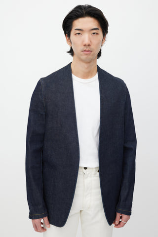 Maison Margiela Navy Denim V-Neck Jacket