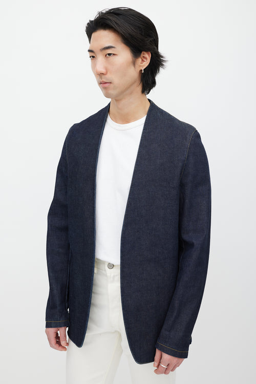 Maison Margiela Navy Denim V-Neck Jacket