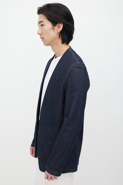 Maison Margiela Navy Denim V-Neck Jacket