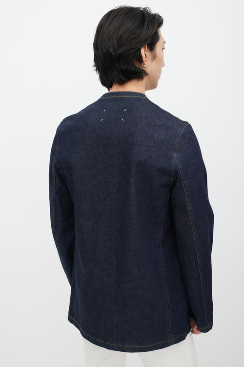 Maison Margiela Navy Denim V-Neck Jacket