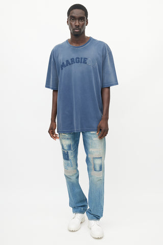 Maison Margiela Navy Distressed Logo T-Shirt