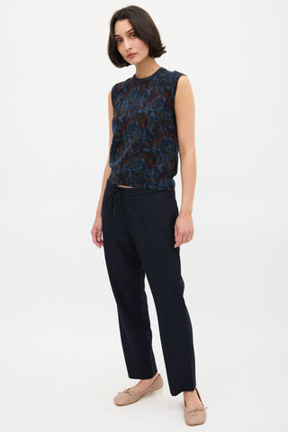 Maison Margiela Navy Wool Tie Waist Trouser