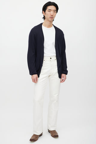 Maison Margiela Navy 
Grey Knit Cardigan