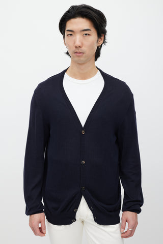 Maison Margiela Navy 
Grey Knit Cardigan