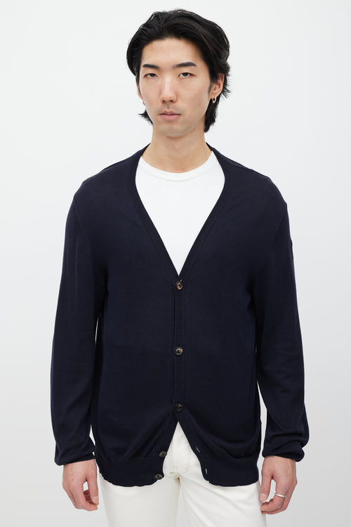 Maison Margiela Navy 
Grey Knit Cardigan