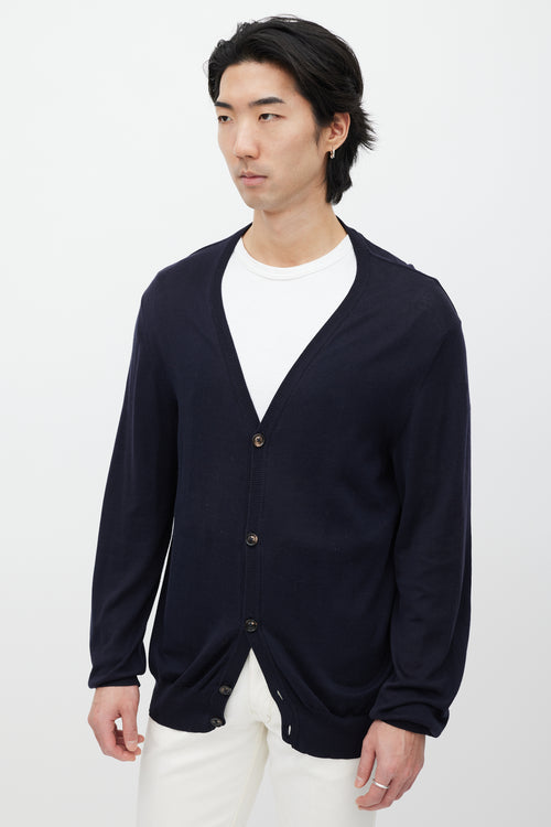 Maison Margiela Navy 
Grey Knit Cardigan