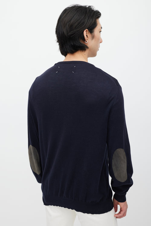 Maison Margiela Navy 
Grey Knit Cardigan