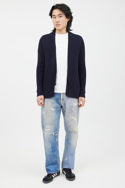 Maison Margiela Navy Knit Double Breasted Cardigan