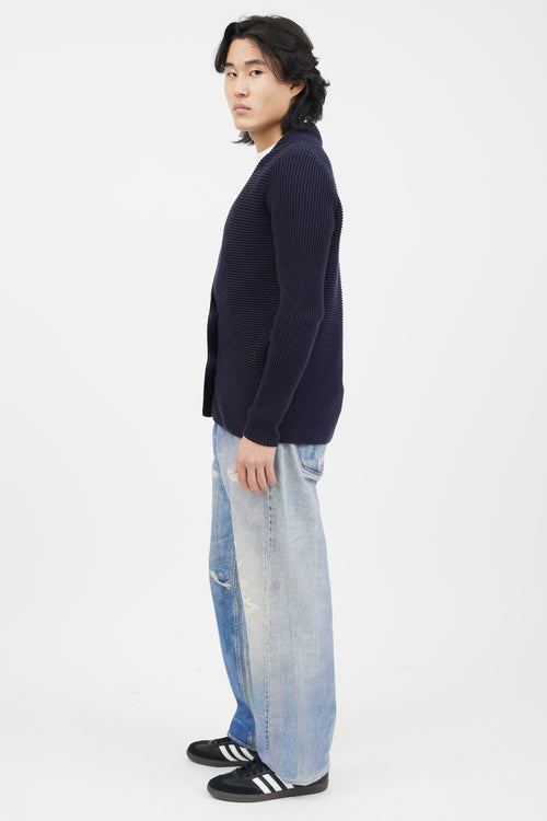 Maison Margiela Navy Knit Double Breasted Cardigan