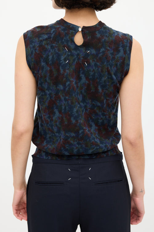 Maison Margiela Blue 
Multicolour Dyed Wool Vest