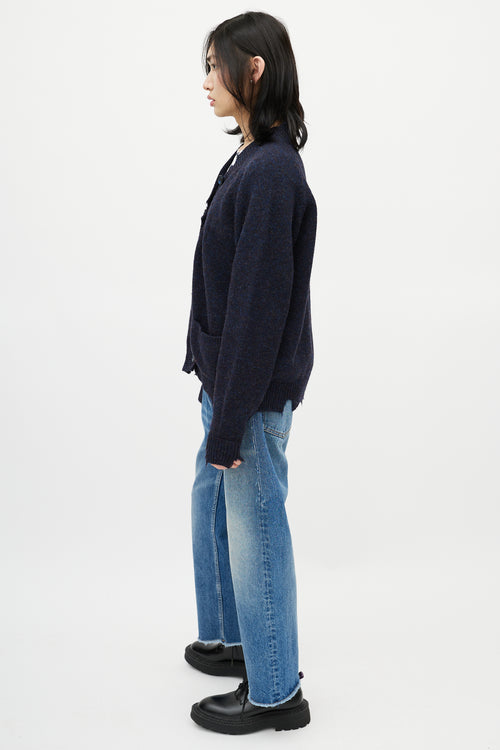 Maison Margiela Navy Speckled Distressed Cardigan