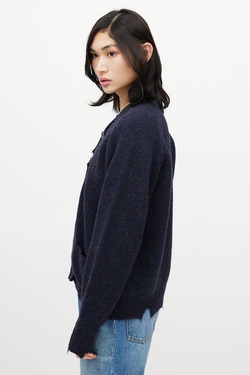 Maison Margiela Navy Speckled Distressed Cardigan