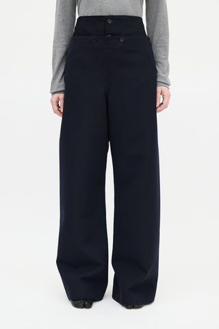 Maison Margiela Navy Twill Button Flap Trouser