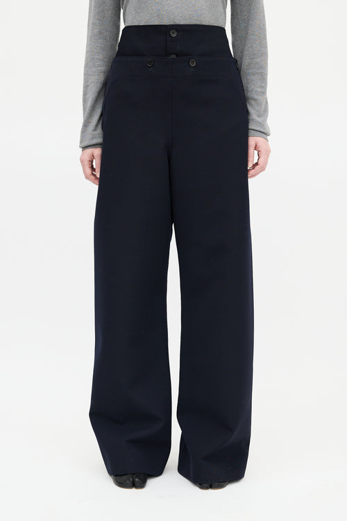 Maison Margiela Navy Twill Button Flap Trouser