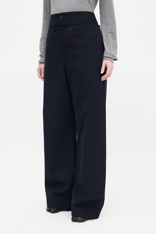 Maison Margiela Navy Twill Button Flap Trouser