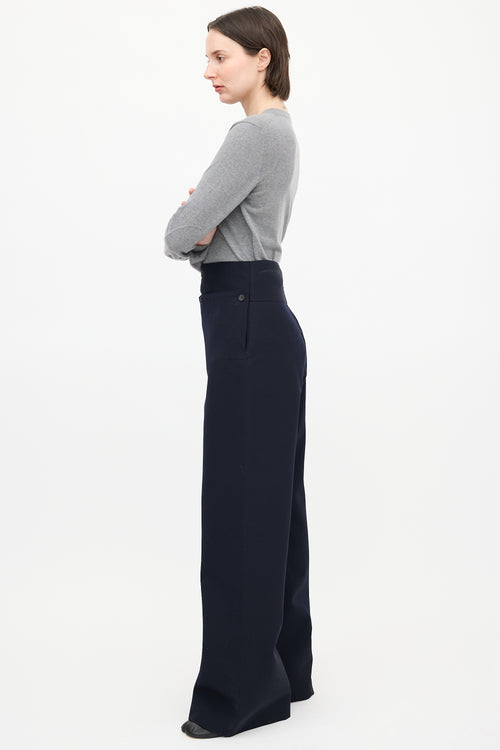 Maison Margiela Navy Twill Button Flap Trouser