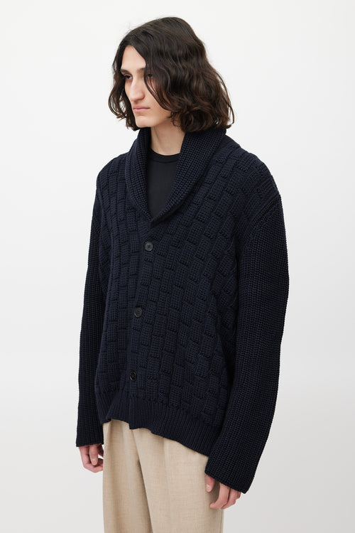 Maison Margiela Navy Wool Ribbed Cardigan