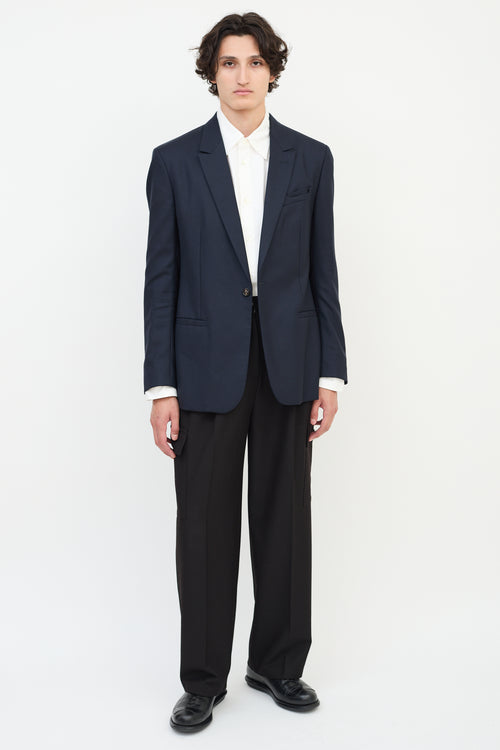 Maison Margiela Navy Wool Slip Welt Blazer