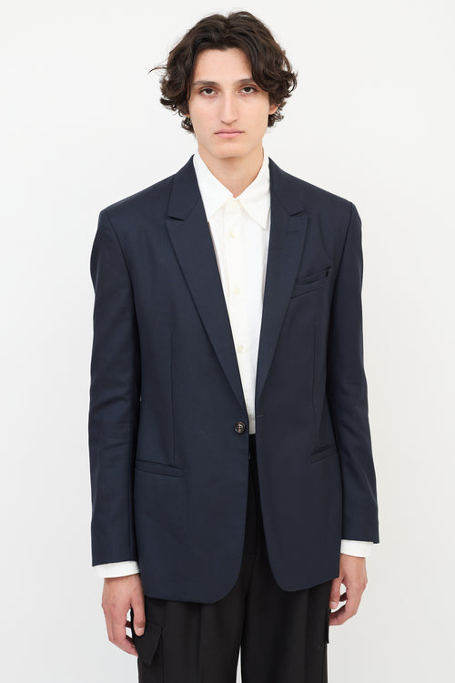 Maison Margiela Navy Wool Slip Welt Blazer