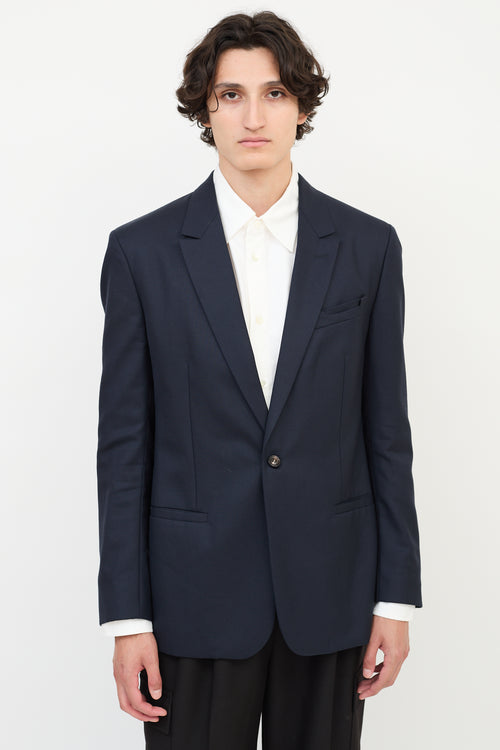 Maison Margiela Navy Wool Slip Welt Blazer