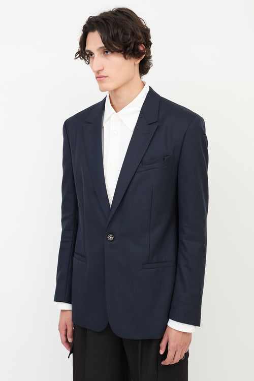 Maison Margiela Navy Wool Slip Welt Blazer